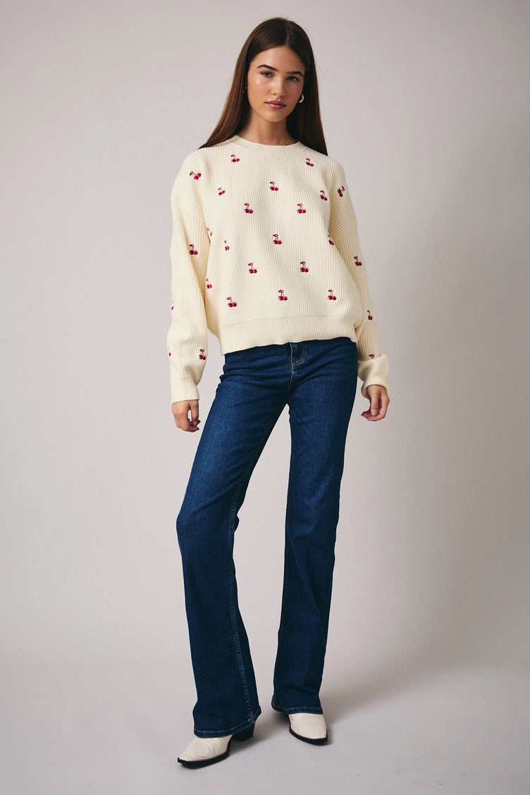 Cherry Embroidered Sweater