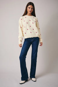 Cherry Embroidered Sweater
