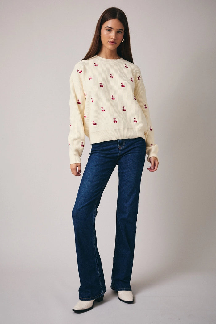Cherry Embroidered Sweater