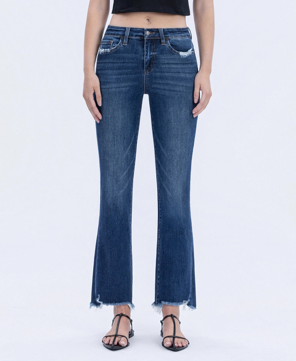 Frayed Hem Flare Jeans