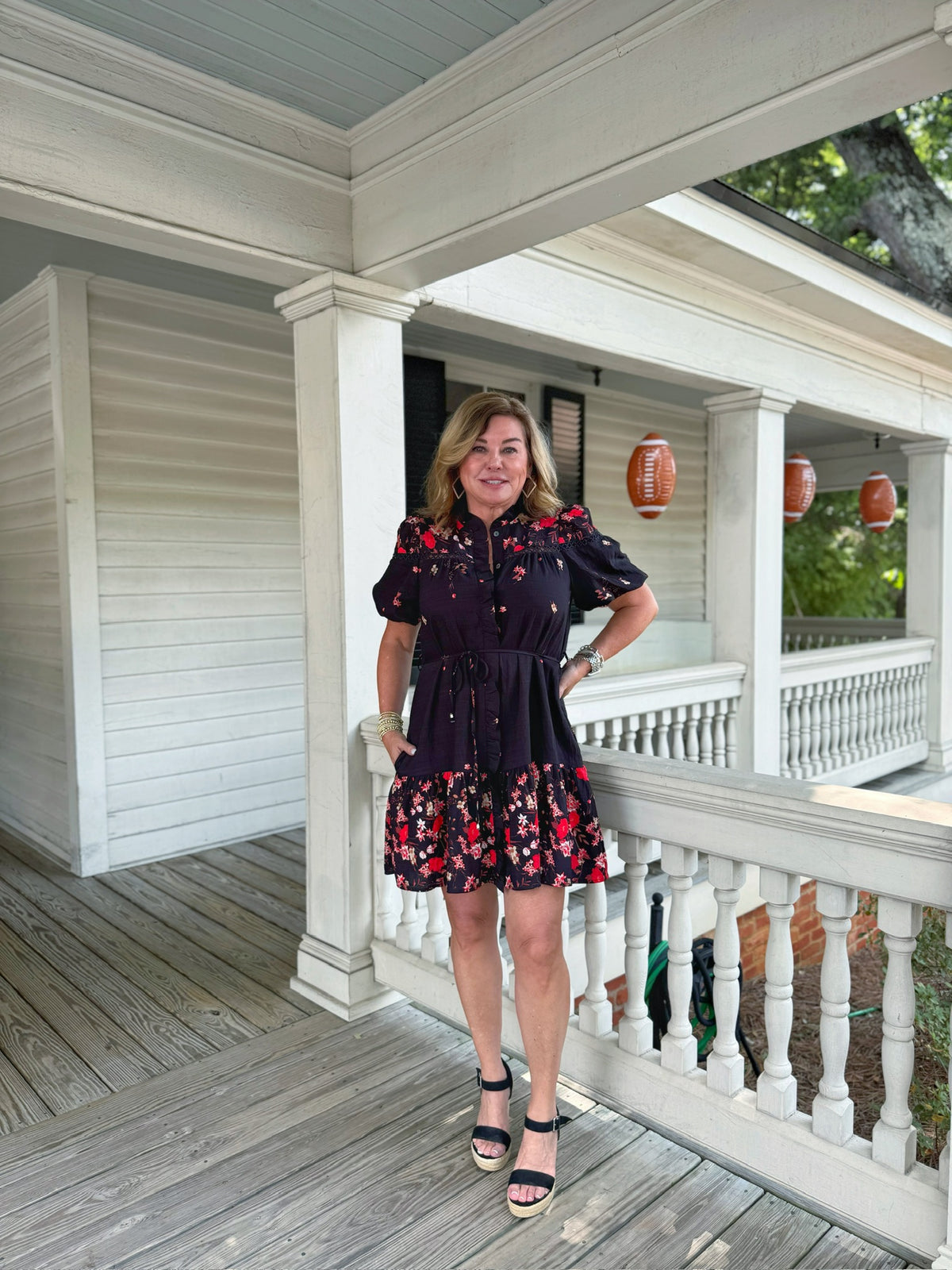 Floral Tie Waist Dress