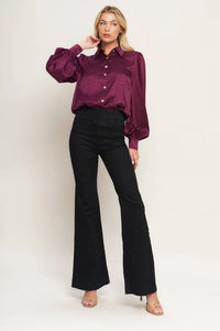 Puff Sleeve Collared Top