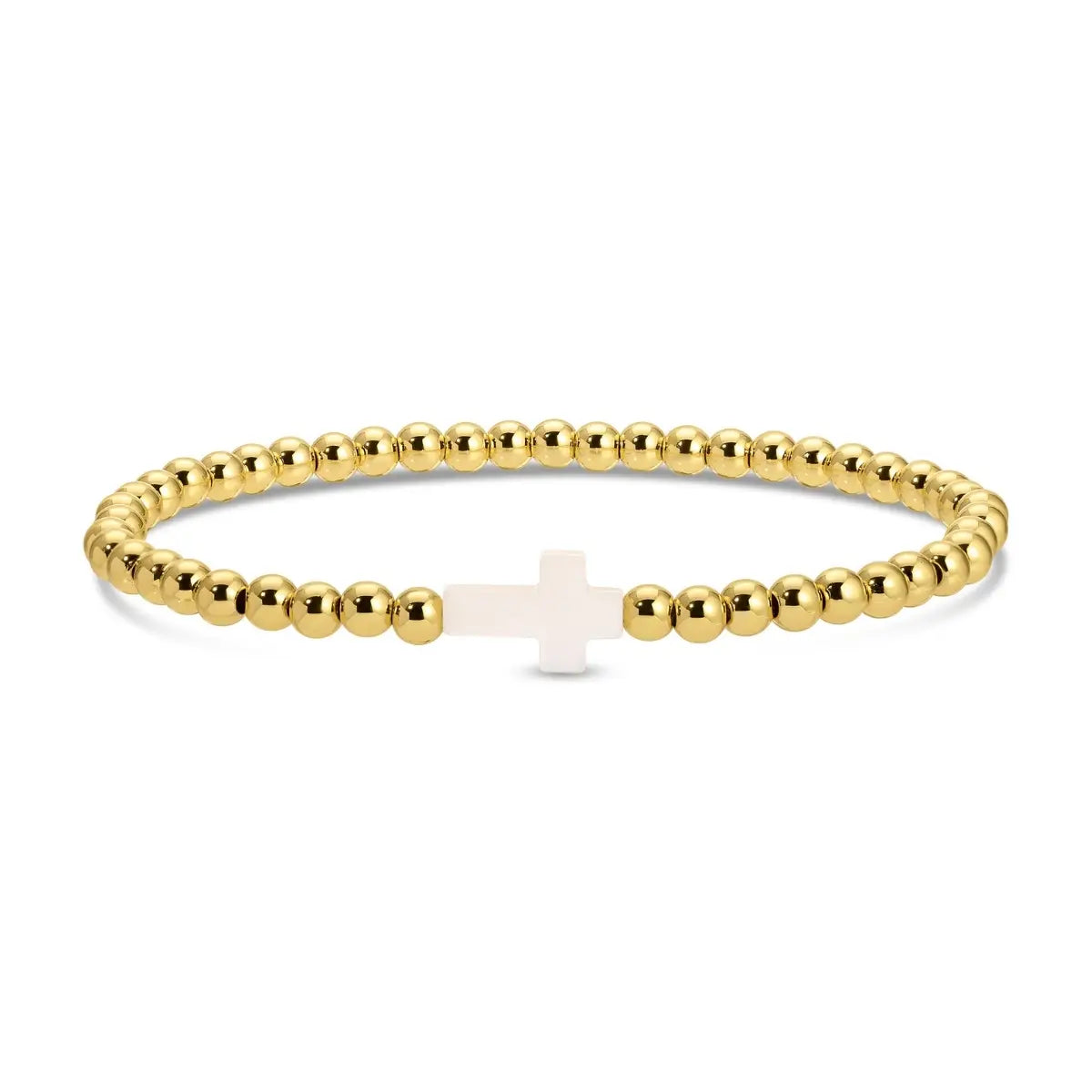 Stretch Beaded Bracelet with Cross
