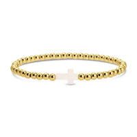 Stretch Beaded Bracelet with Cross