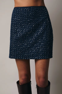 Sequin Denim Mini Skirt