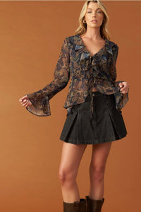 Ruffled Collar Peplum Top