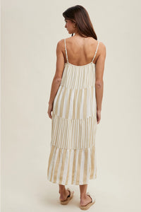 Striped Tiered Midi Dress
