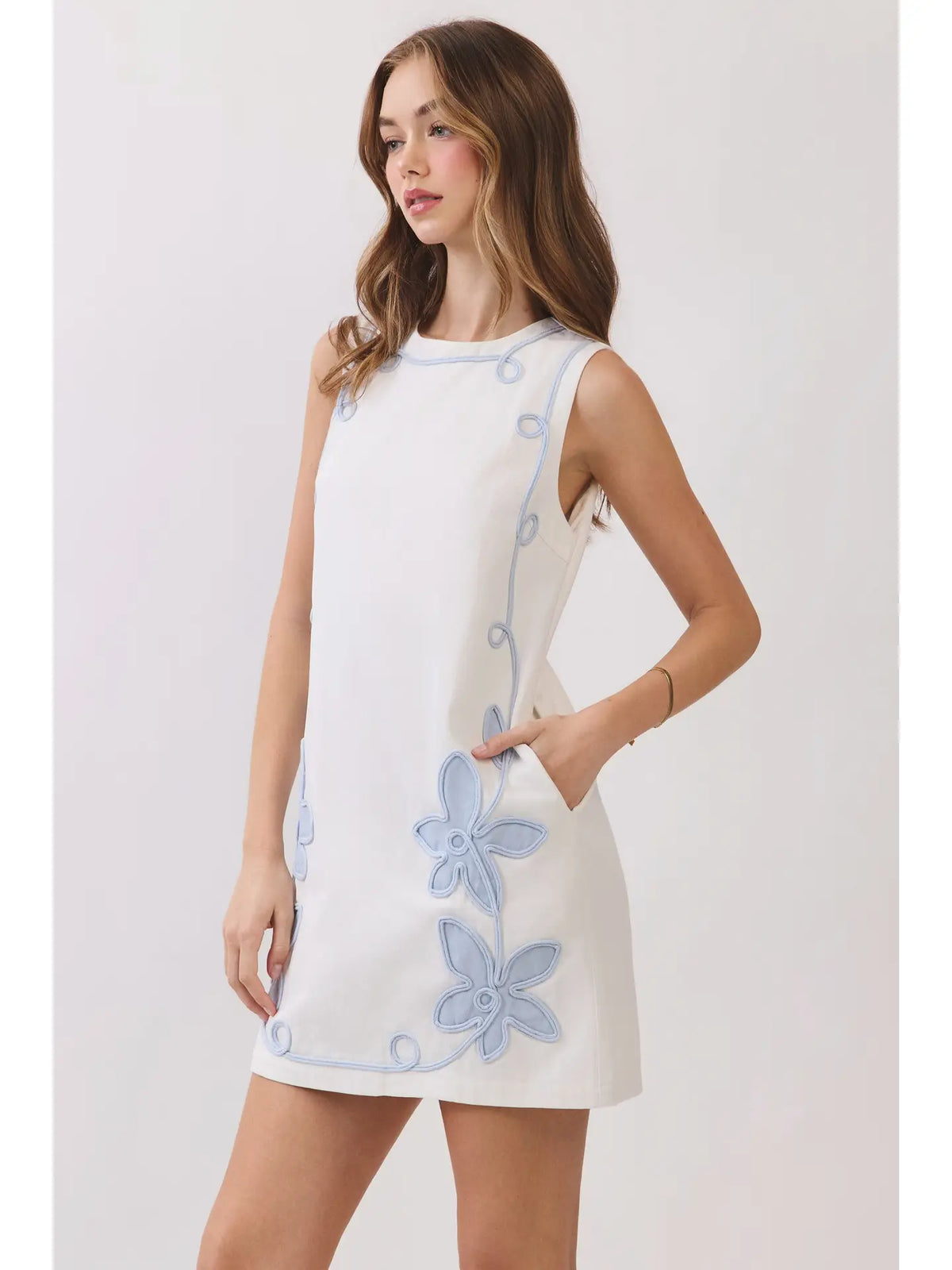 Floral Appliqué Shift Dress