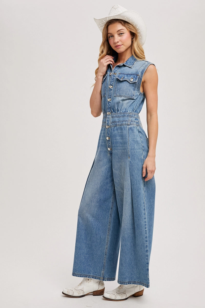 Denim Sleeveless Jumpsuit