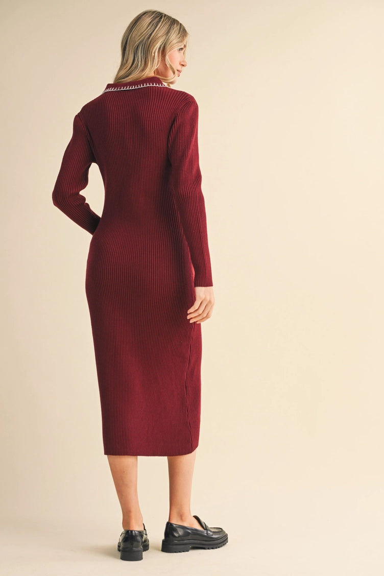Ribbed Sweater Midi Dress
