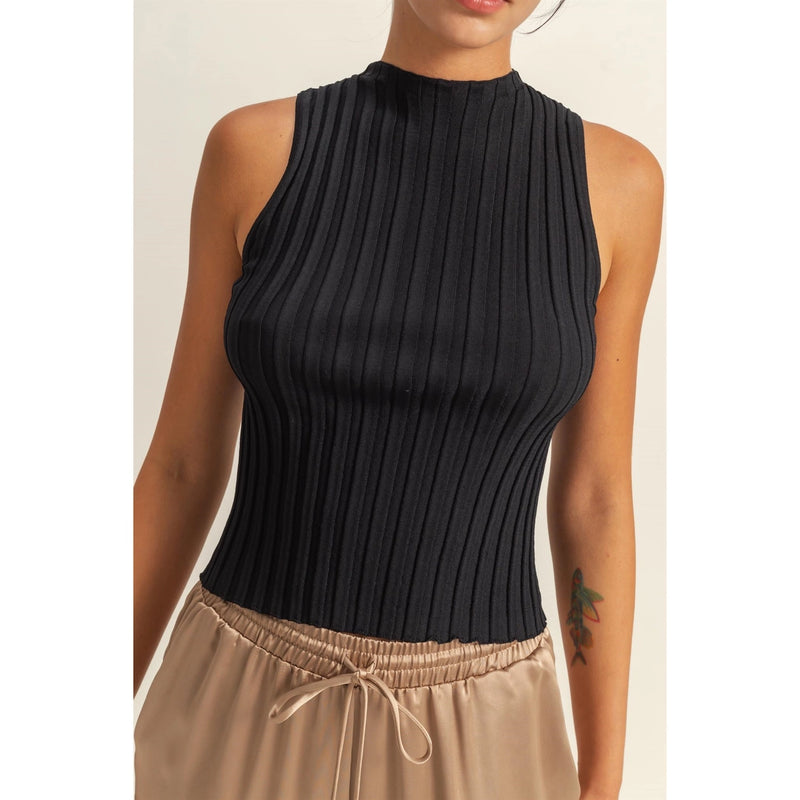 Ribbed Mock Neck Top