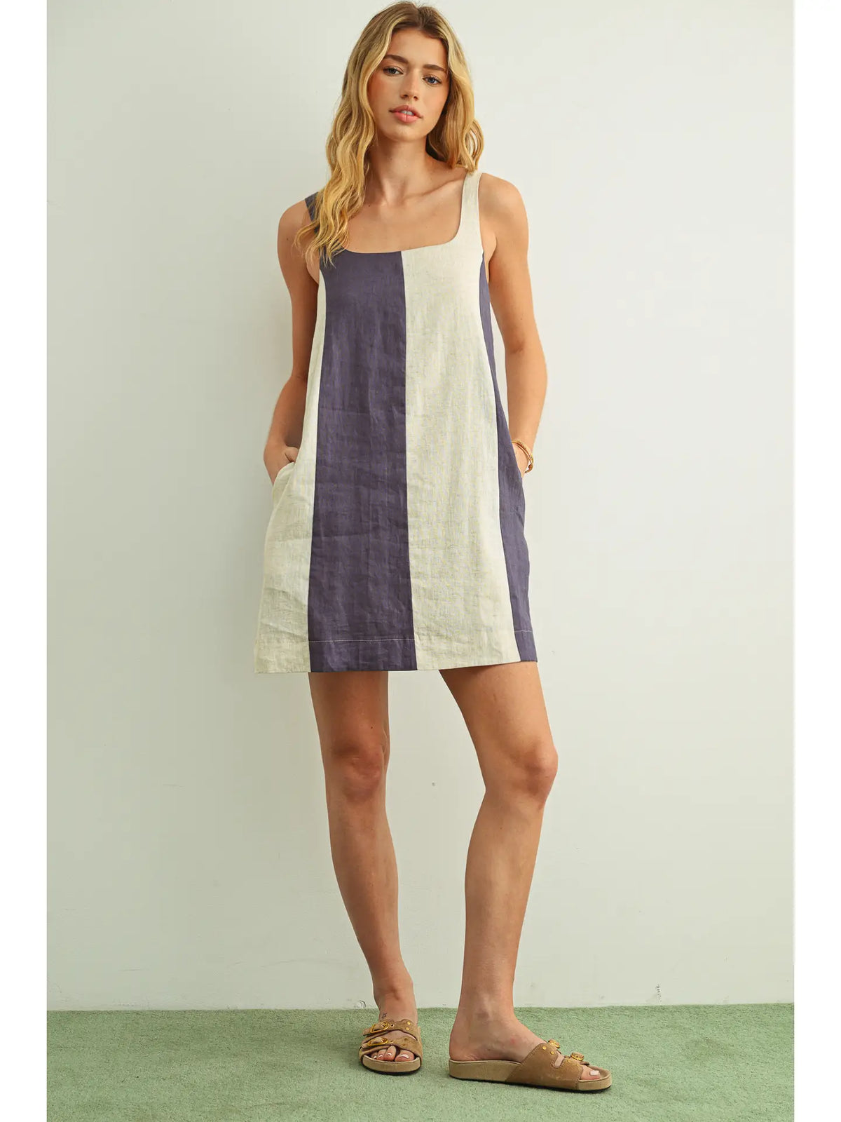 Color Block Linen Dress