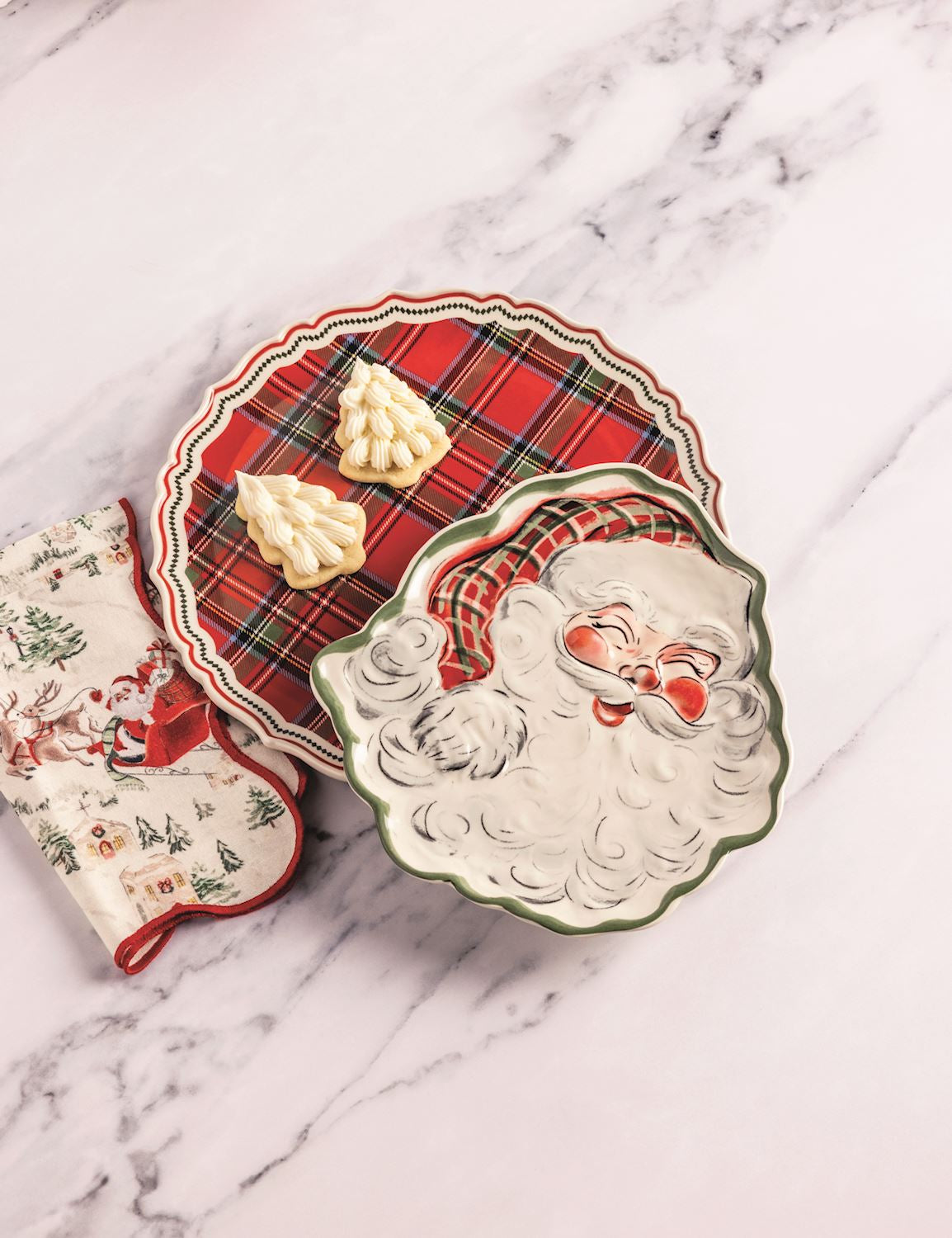 Santa Tartan Platter Set