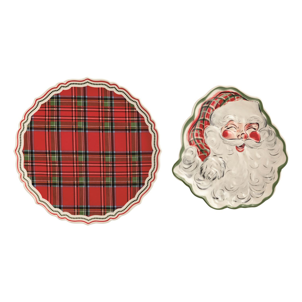 Santa Tartan Platter Set