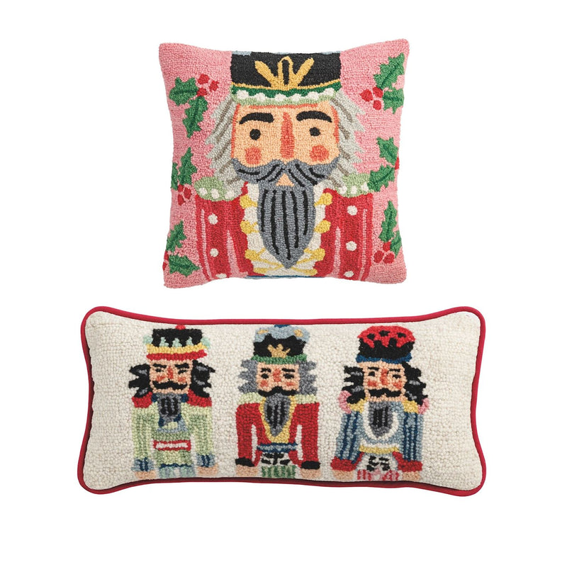 Nutcracker Hooked Wool Pillow