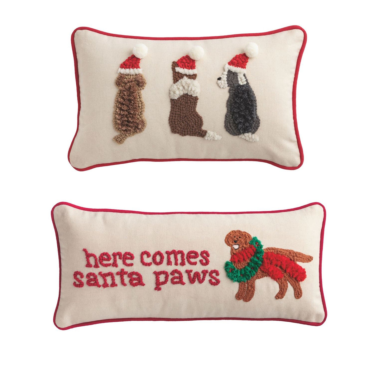 Christmas Dog Hooked Pillow