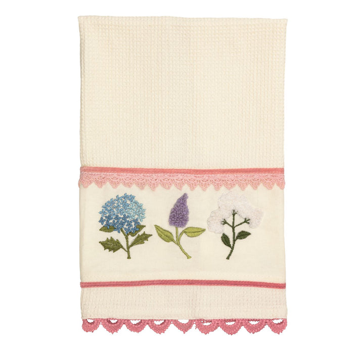 Floral Embroidered Waffle Towel