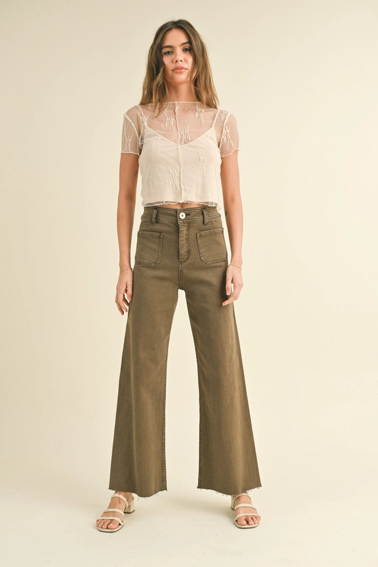 Pocket Front Wide Leg Pants
