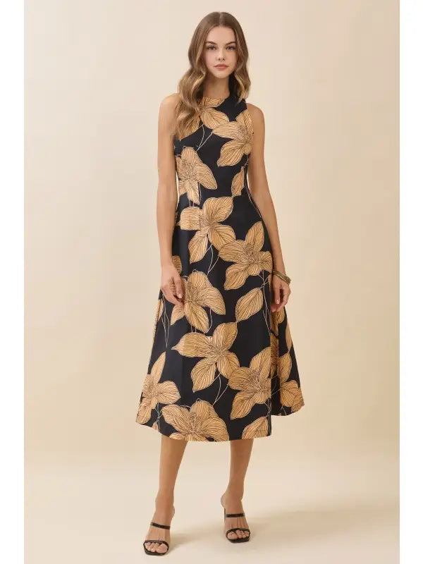 Bold Floral Midi Dress
