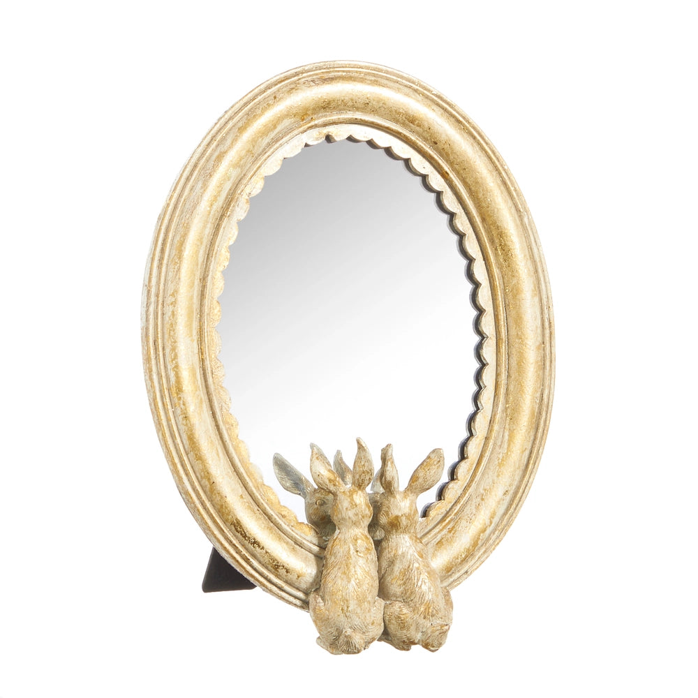 Gold Rabbits Oval Mirror