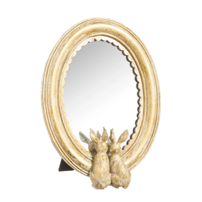 Gold Rabbits Oval Mirror