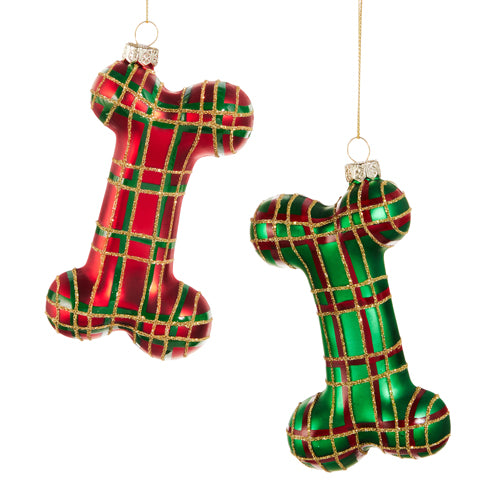 Plaid Dog Bone Ornament