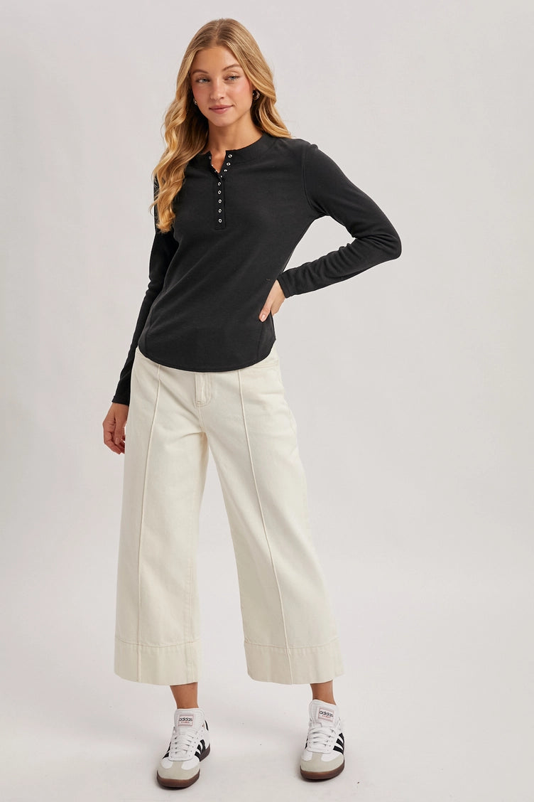 Henley Dolphin Hem Top