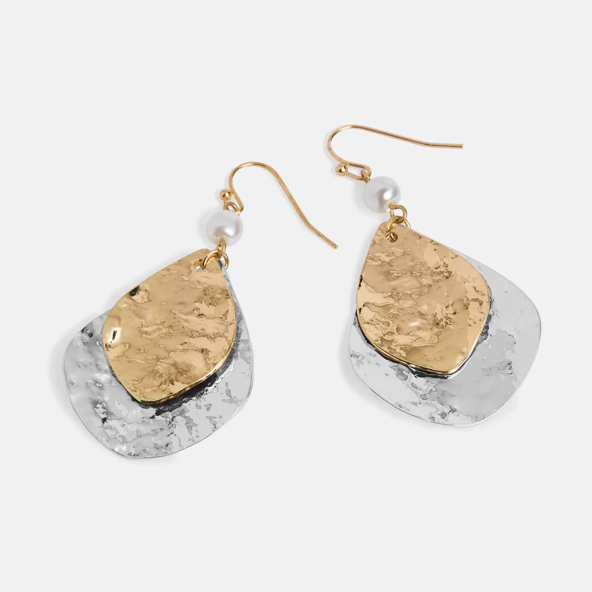 Pearl Hammer Tear Drop Earrings