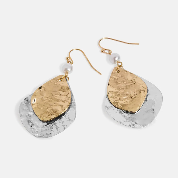Pearl Hammer Tear Drop Earrings