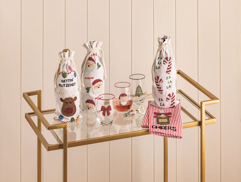 Christmas Beaded Wine Bag