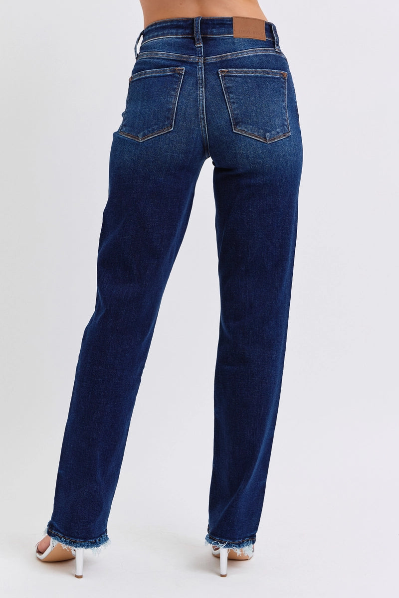 Fray Hem Straight Jeans