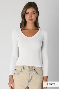 Deep V Long Sleeve Top