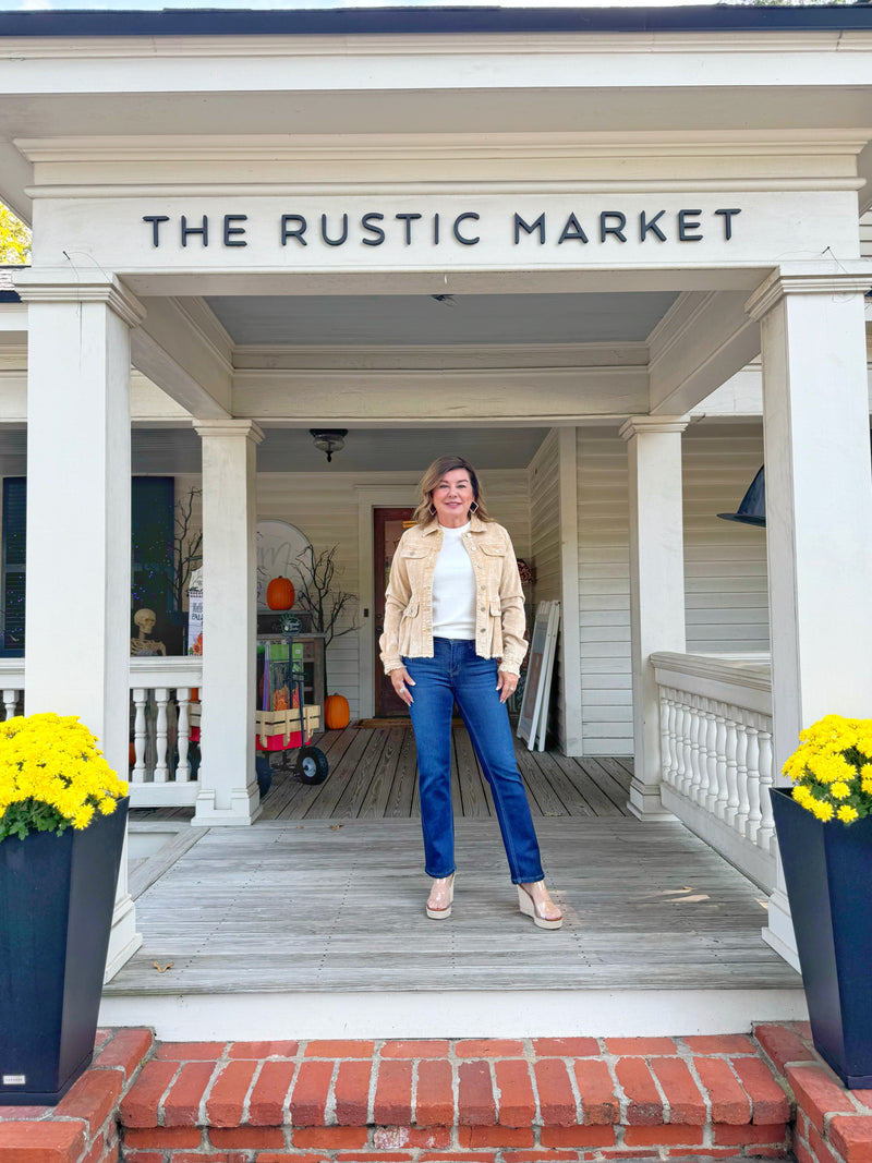 Washed Corduroy Peplum Jacket