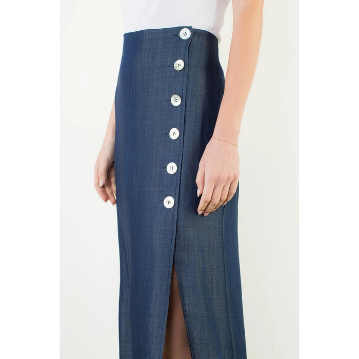 Side Button Maxi Skirt