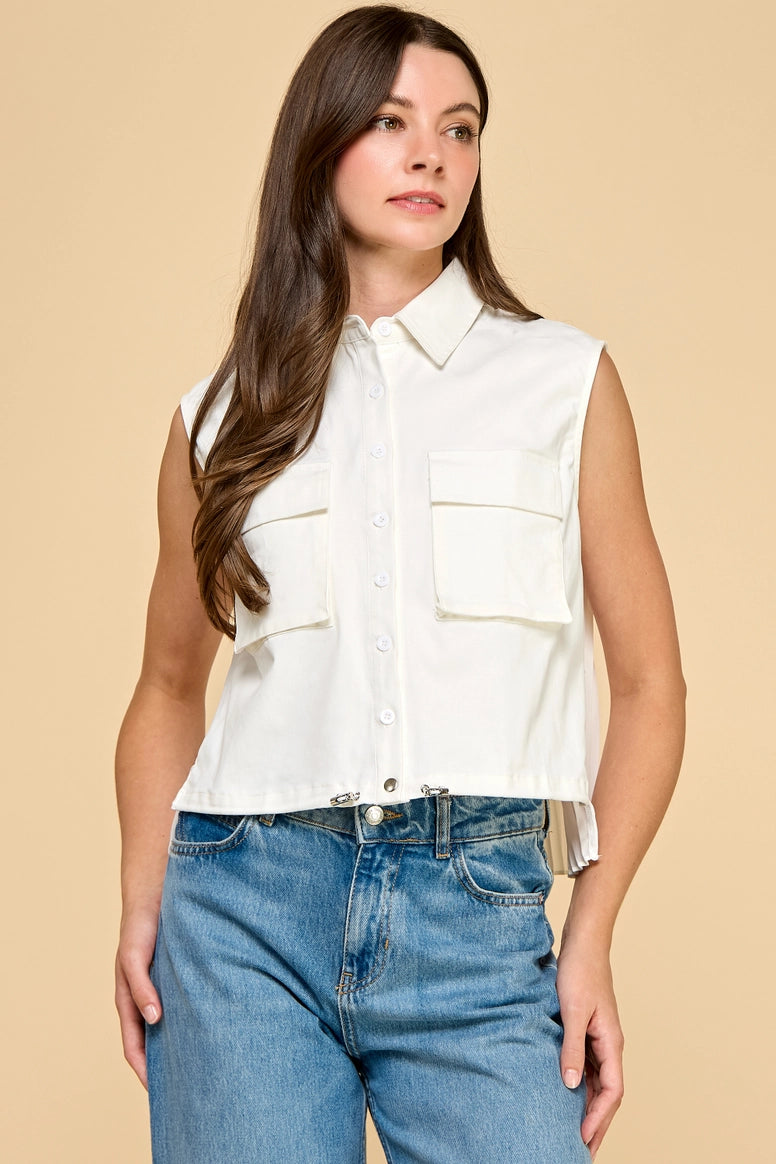 Button Down Cropped Vest