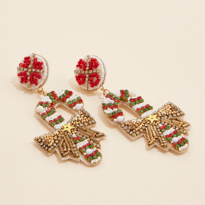 Candy Cane Beaded Earrings