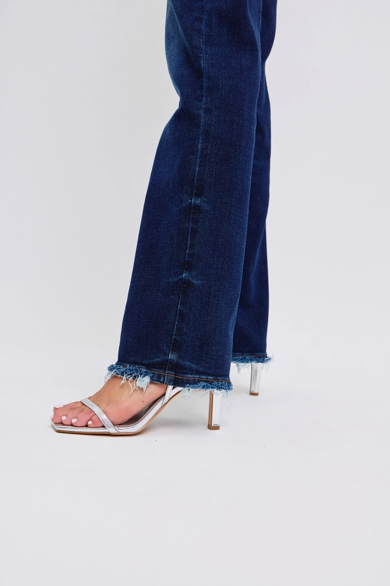 Fray Hem Straight Jeans