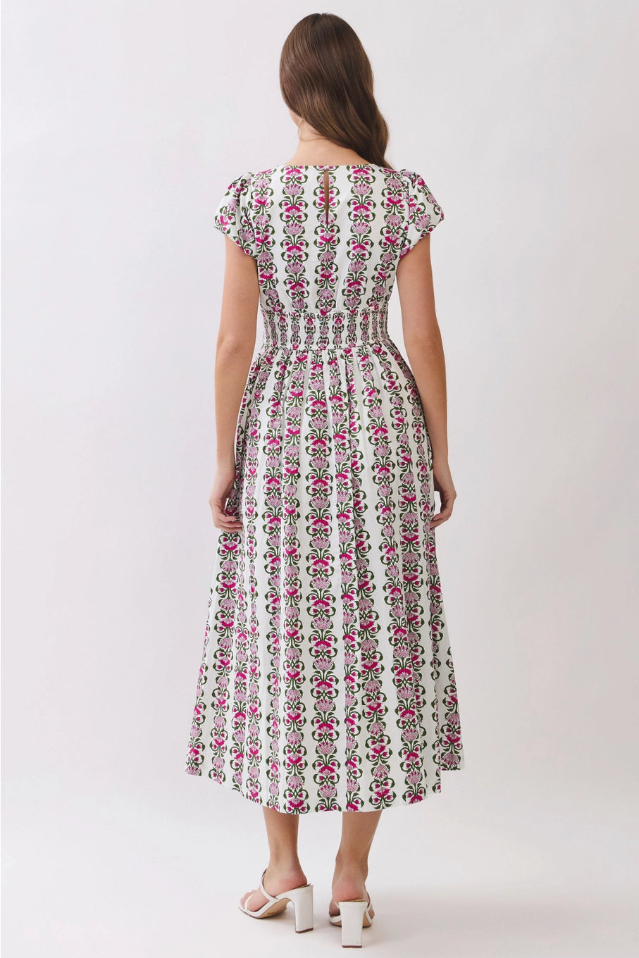 Floral Smocked Waist Midi Dress