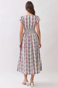 Floral Smocked Waist Midi Dress