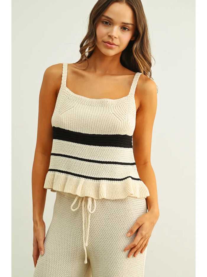 Ruffled Hem Knit Top