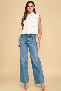 Button Down Cropped Vest