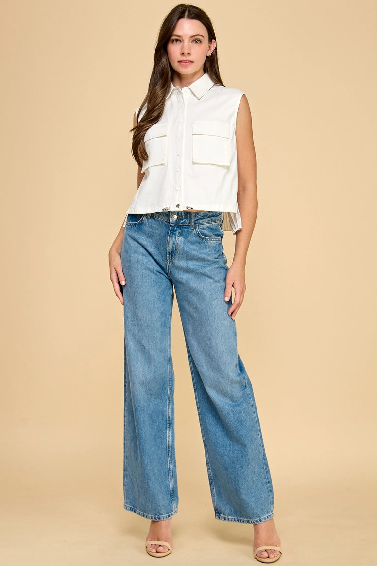 Button Down Cropped Vest