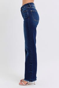 Fray Hem Straight Jeans