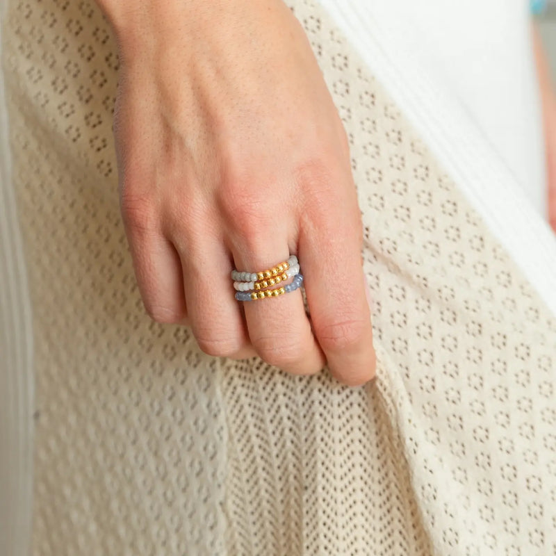 Stretch Crystal Rings with Bead Accents