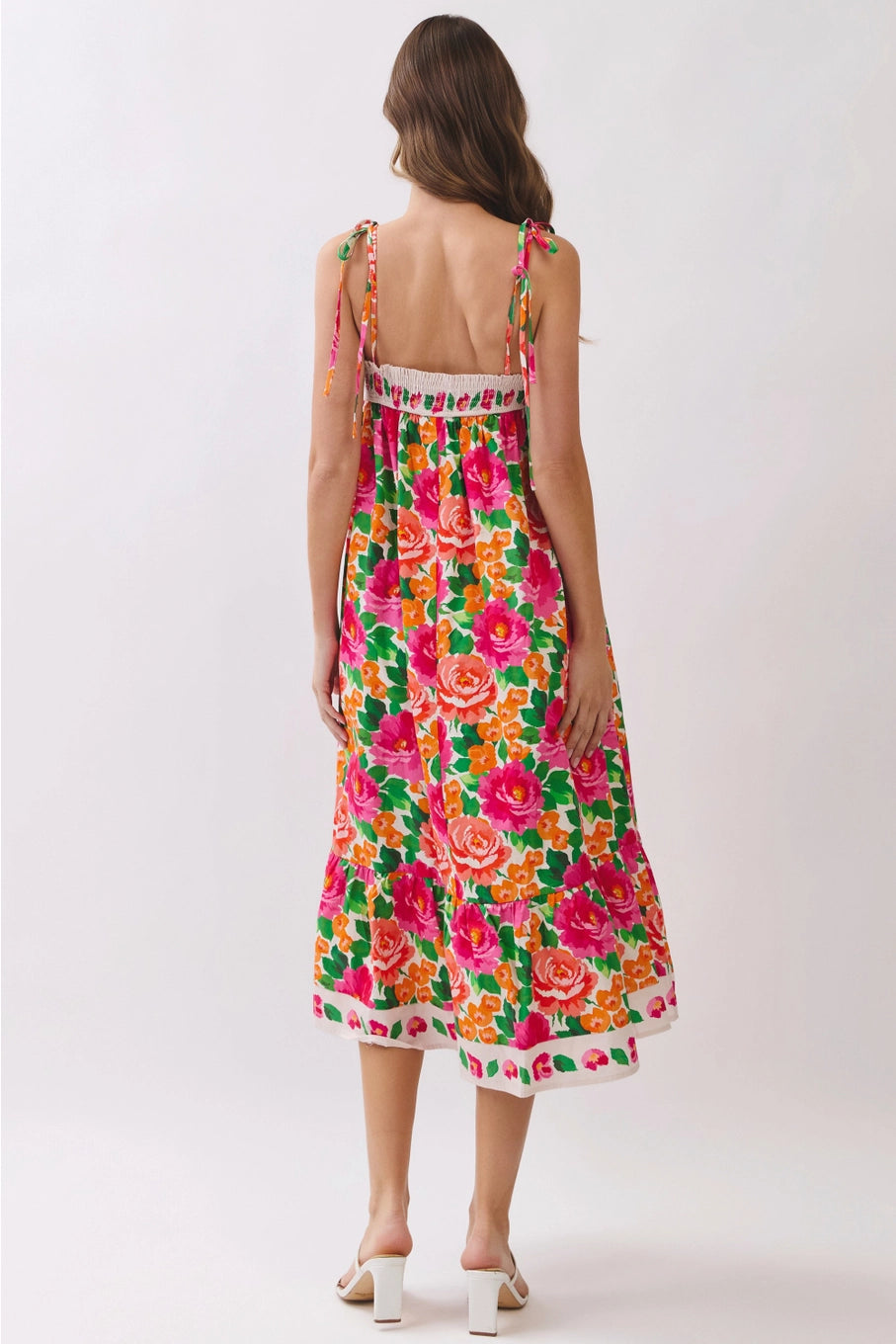 Floral Tie-Strap Midi Dress
