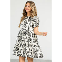 Rose Print Tiered Dress