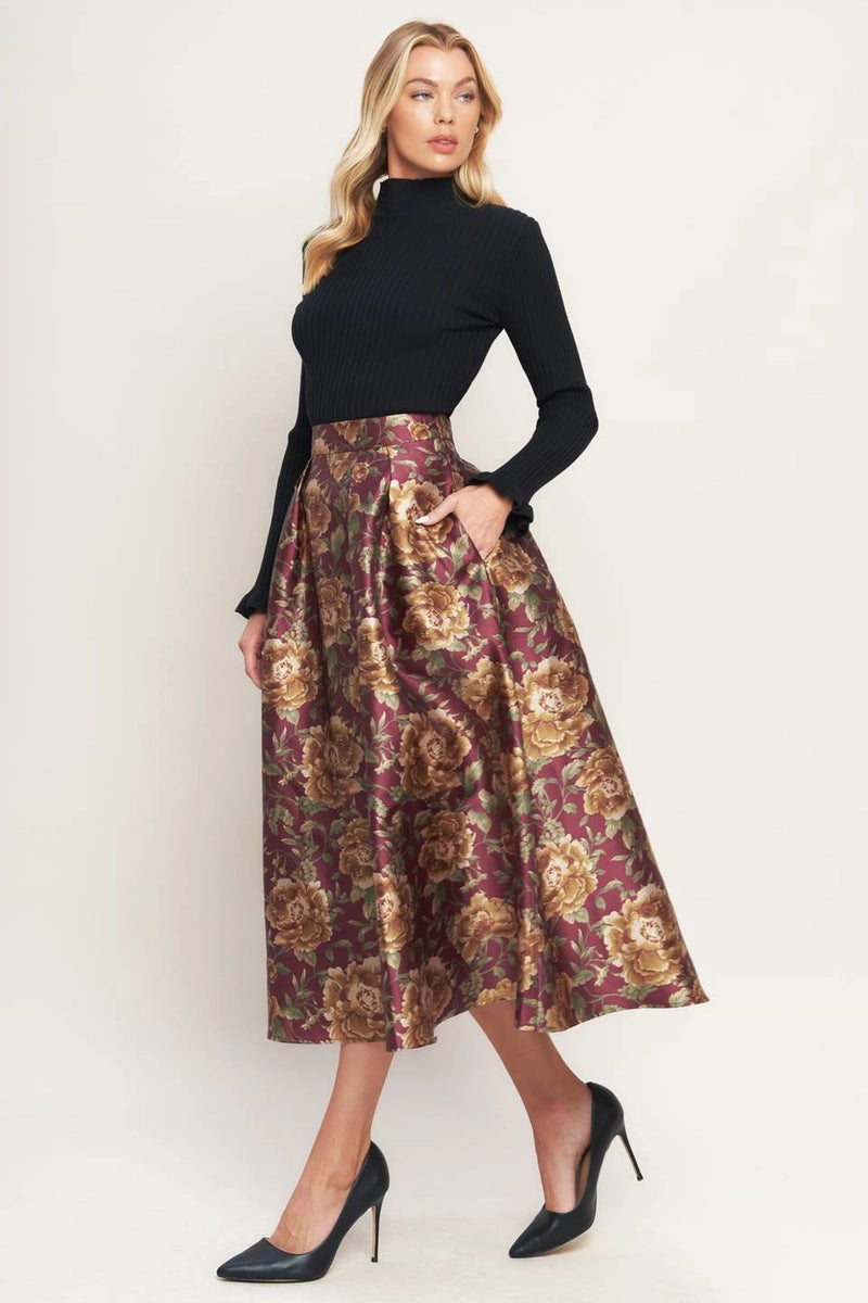 Printed Full Midi Skirt