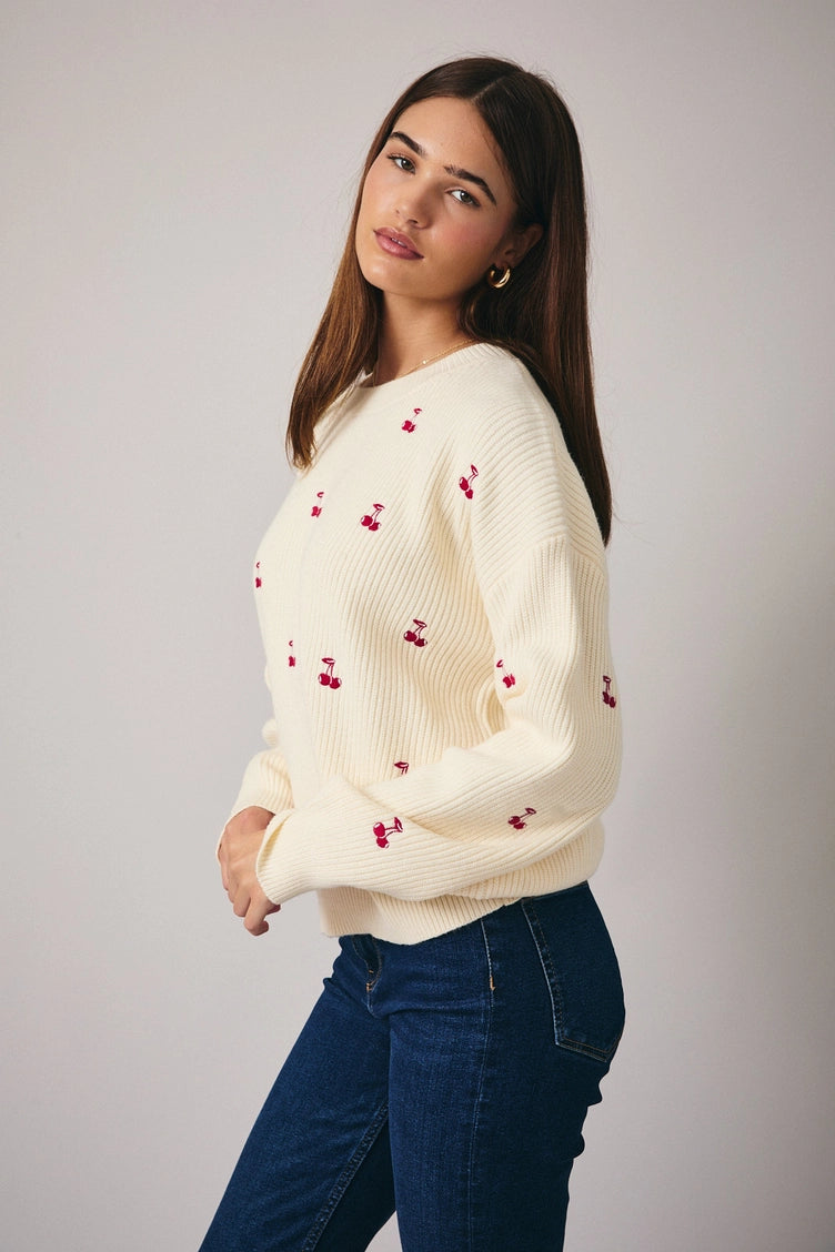 Cherry Embroidered Sweater