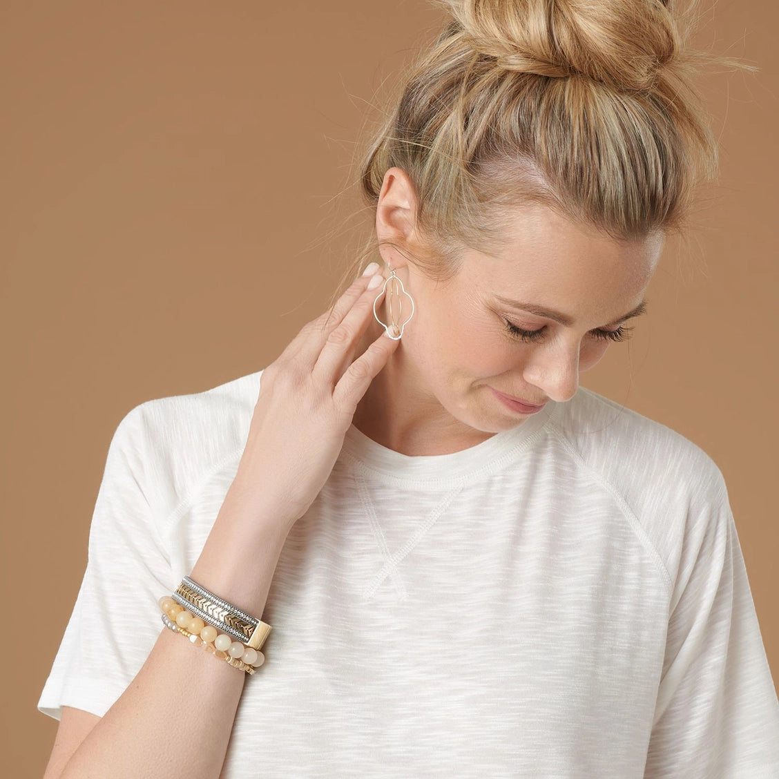 Mixed Metal Dangle Earrings