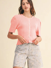 Scalloped Pointelle Cardigan